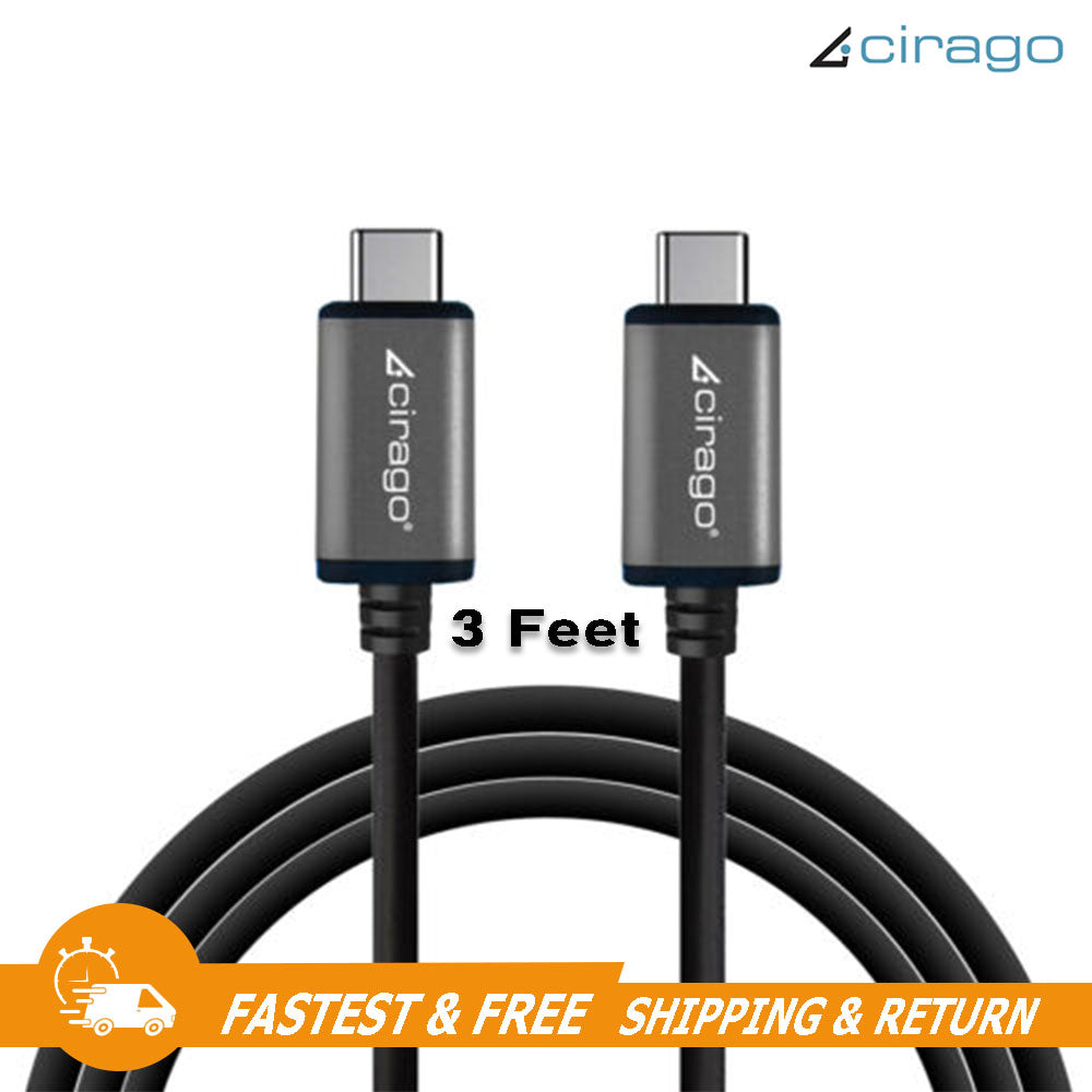 Cirago USB-C to Type-C Cable 3 Ft Sync/Transfer Data, Reversible USB-C Connector