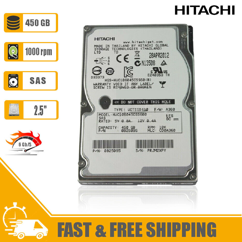 Hitachi (SAS) Ultrastar 2.5" Hard Drive 450GB 10Krpm 0B25095, HUC106045CSS600