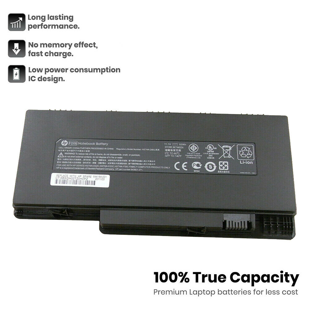 HP FD06 Original Li-ion Notebook Battery 6-Cells 11.1V 52Wh 2580mAh, 643821-271