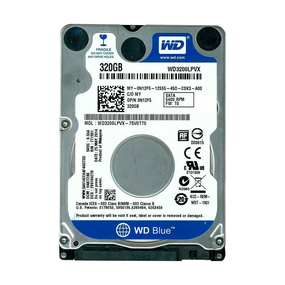 WD Blue (SATA) 2.5" Notebook HD 320GB 5400rpm 6Gb/s Laptop HDD, WD3200LPVX