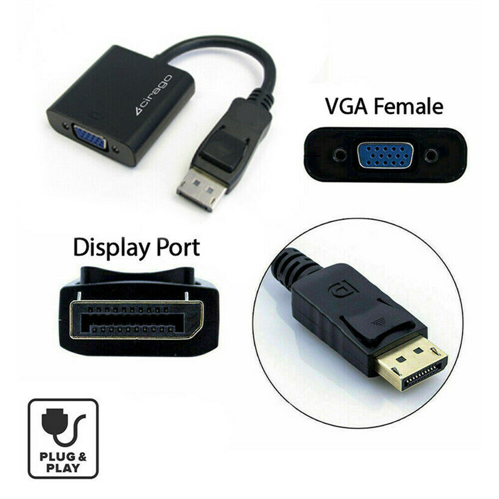 Cirago DisplayPort DP to VGA 1080P Video Converter Cable Adapter for PC Laptop