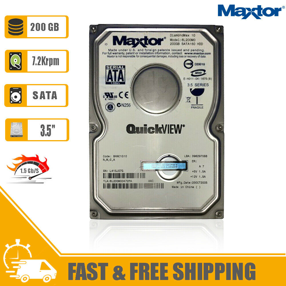 Maxtor (SATA) DiamondMax 6L200M0 3.5" Internal HD 200GB 7200rpm HDD for PC