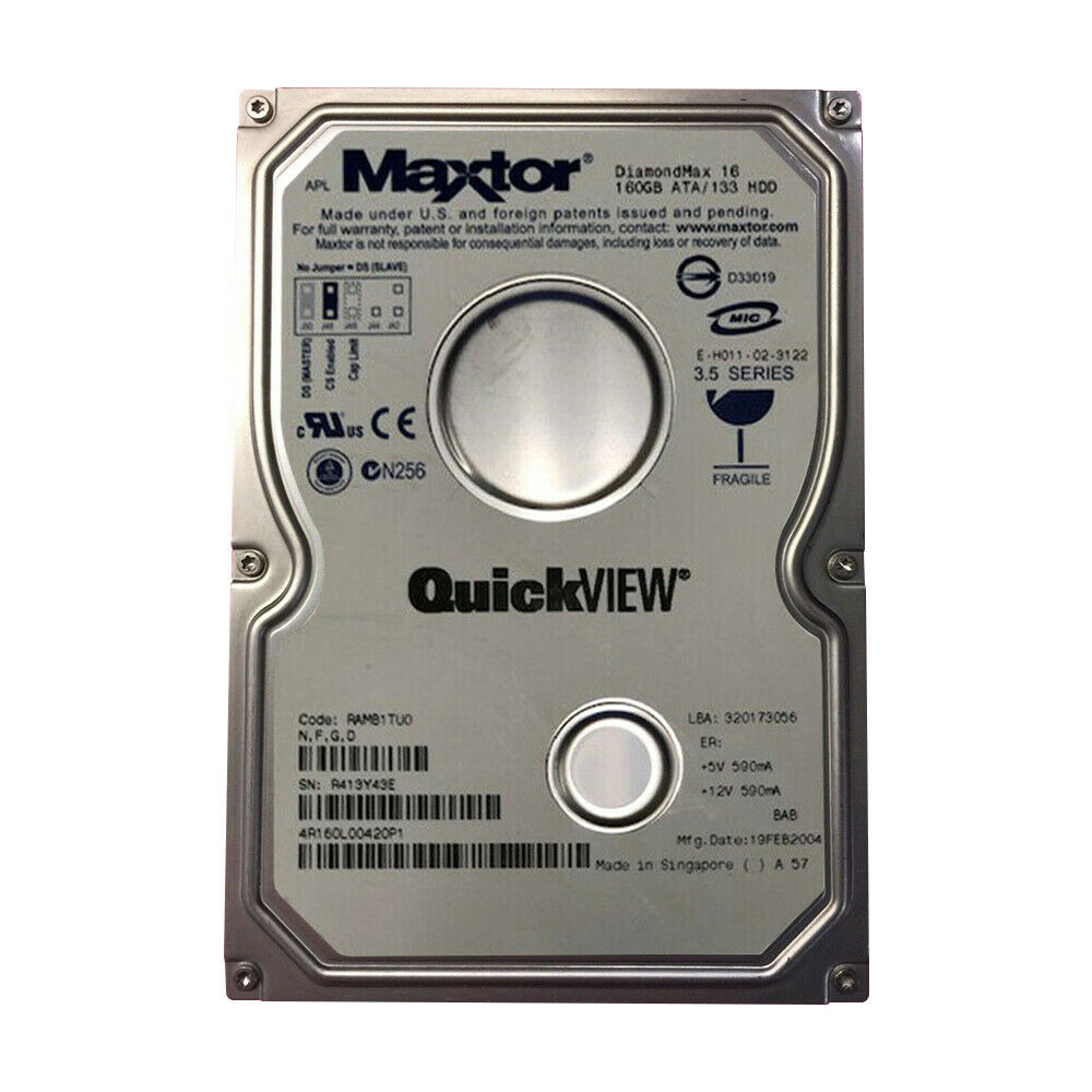 Maxtor DiamondMax 3.5" Internal Hard Drive 160GB 5400rpm IDE HDD for PC, 4R160L0