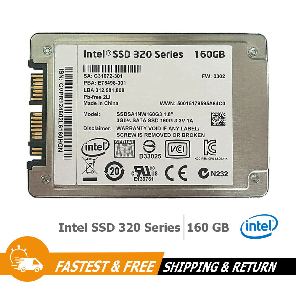 Intel 320 Series 1.8" Internal Solid State Drive 160GB SSD SATA, SSDSA1NW160G3