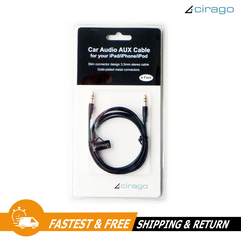 Cirago 3.5mm Auxiliary Cable (4 ft) AXC1000, 2 pcs per pack