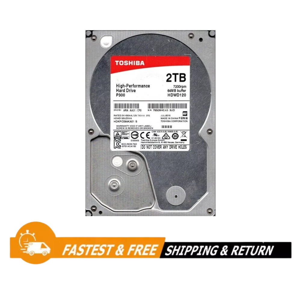 Toshiba (SATA) 2TB HDKPC09AKA01 6Gb/s 3.5" Internal Hard Drive 7200 RPM for PC