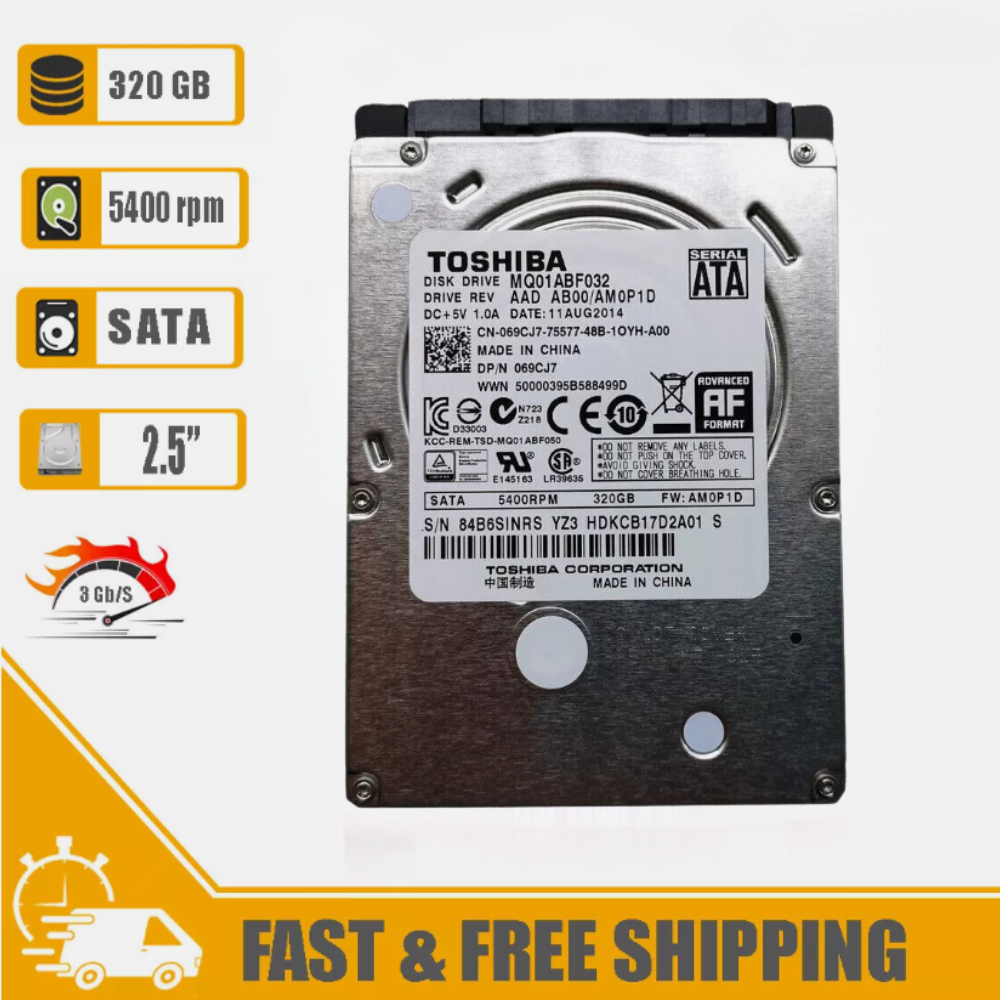 Toshiba (SATA) 2.5" MQ01ABF032 320GB Internal Hard Drive 5400RPM 8MB for Notebook