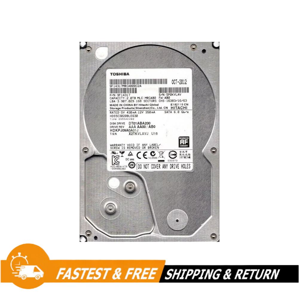 Toshiba (SATA) 2TB DT01ABA200 3.5" Internal Hard Drive 5700 RPM 32MB for Desktop