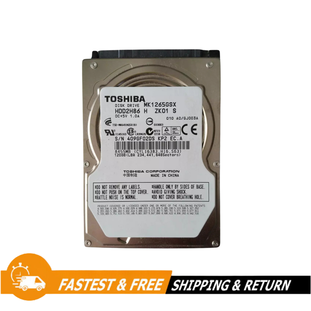 Toshiba (SATA) 2.5" Laptop Internal HD 120GB 5400rpm MK1265GSX for Notebook