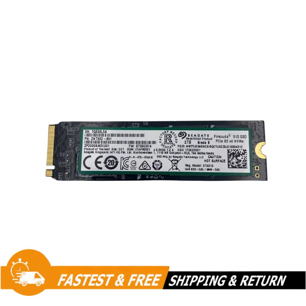 Seagate FireCuda 510 2TB M.2S PCIE Solid State Drive D2 3.5MM, ZP2000GM30001