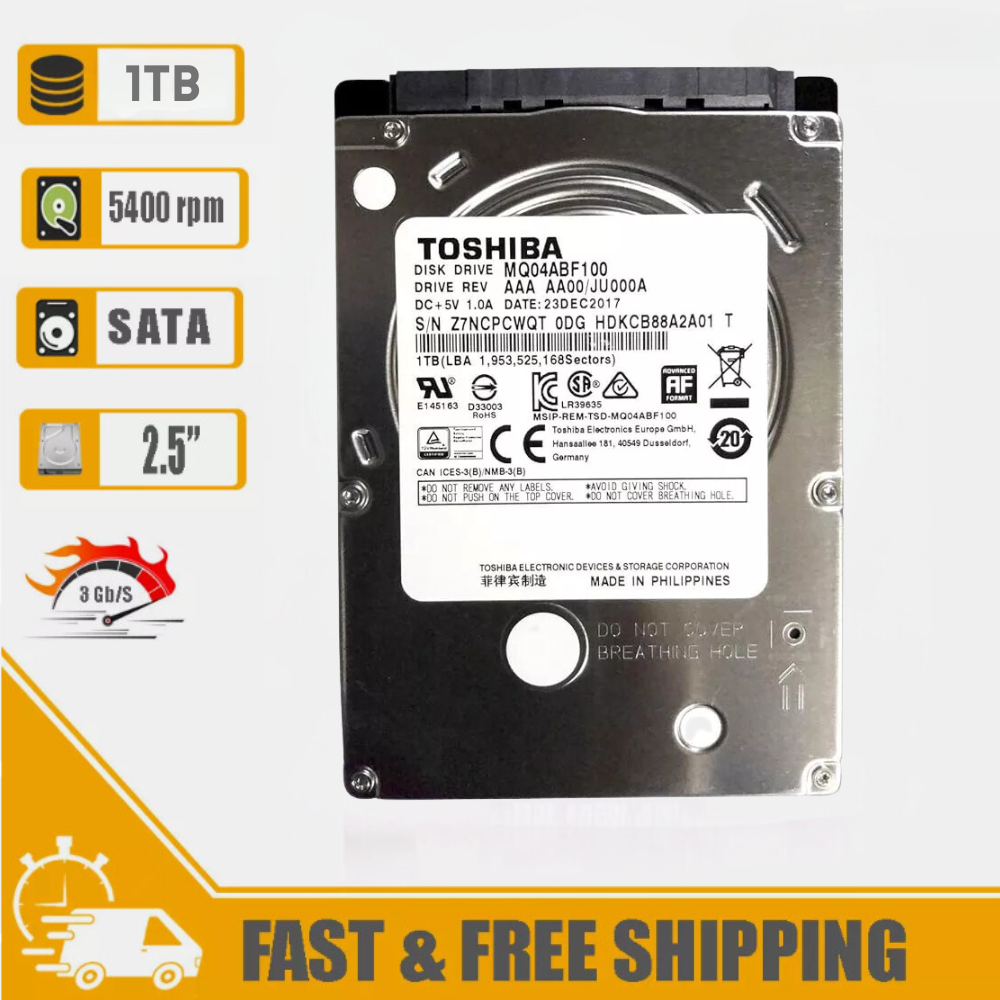 Toshiba (SATA) 2.5" MQ04ABF100 1TB Internal Hard Drive 5400RPM 7mm for Notebook