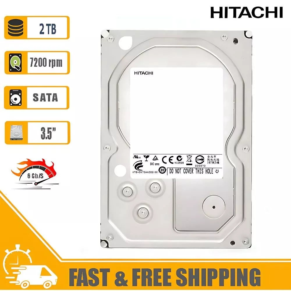 Hitachi 3.5" 2TB SATA 7200rpm Internal Hard Drive W0F23104 for PC, Recertified