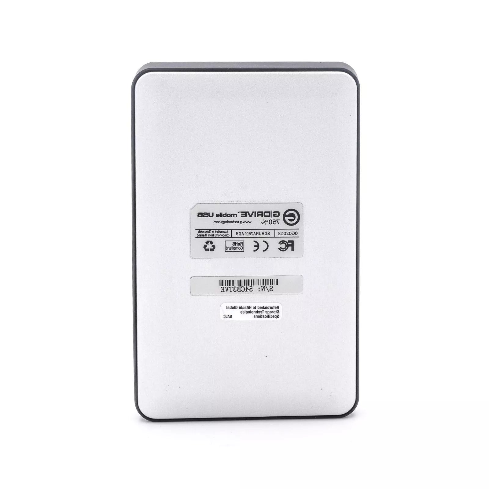 Hitachi G-Drive 750GB 5400RPM USB 2.0 Portable External Hard Drive 0G02013, Silver