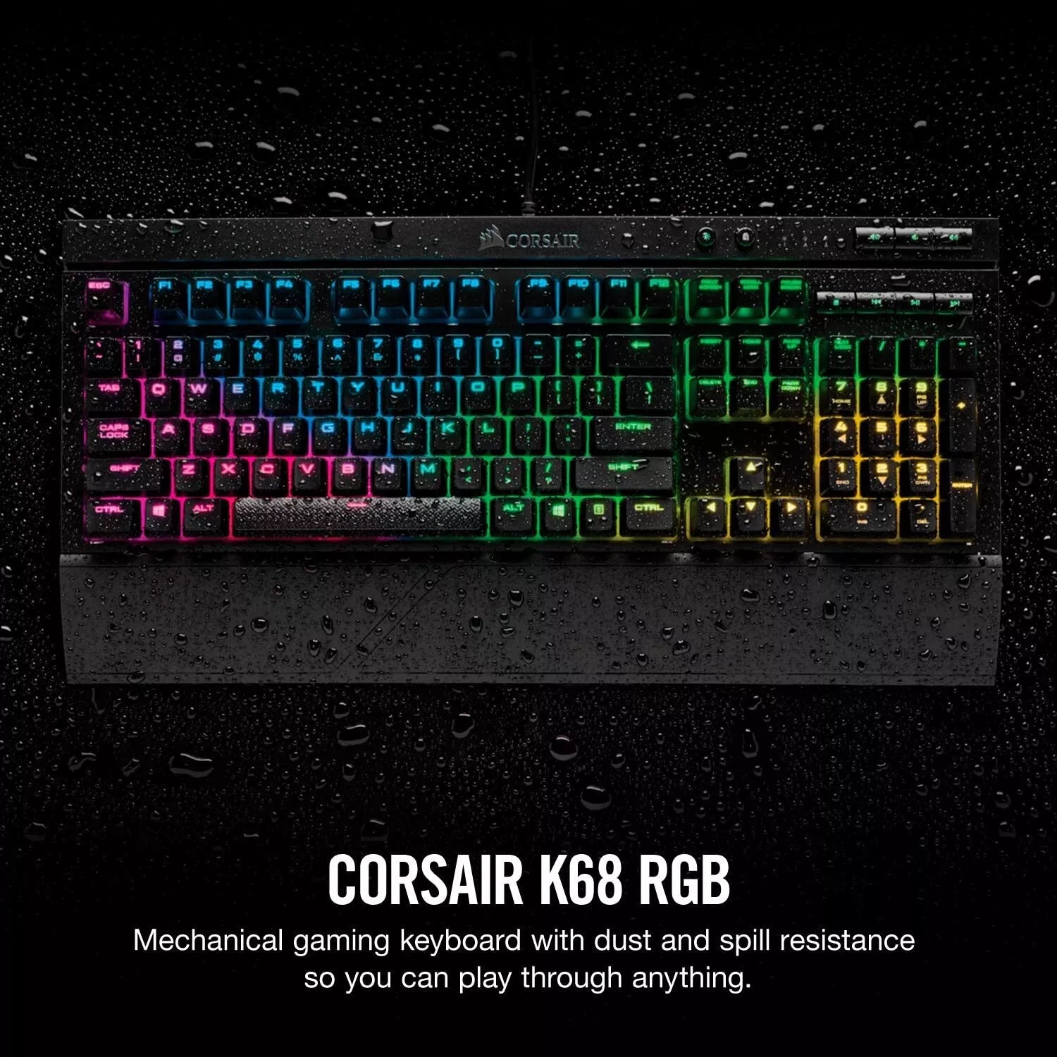 CORSAIR K68 RGB Backlit Mechanical Gaming Wired Keyboard Cherry MX Red Switch