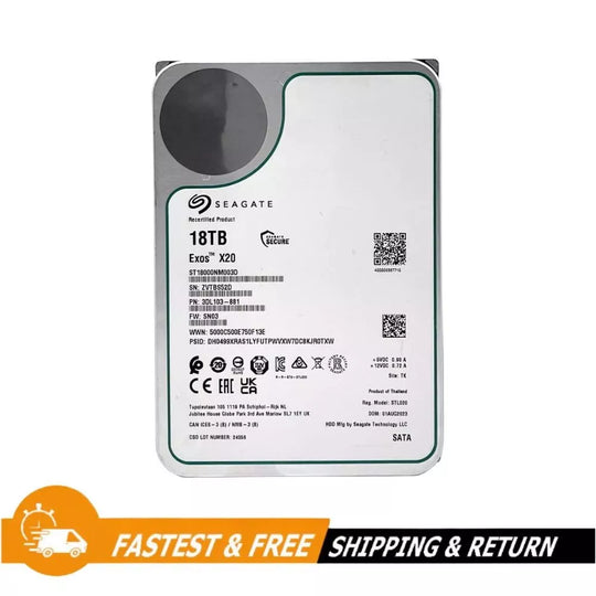 Seagate Exos X20 18TB SATA 6Gb/s 3.5" 72kRPM Enterprise Hard Drive ST18000NM003D