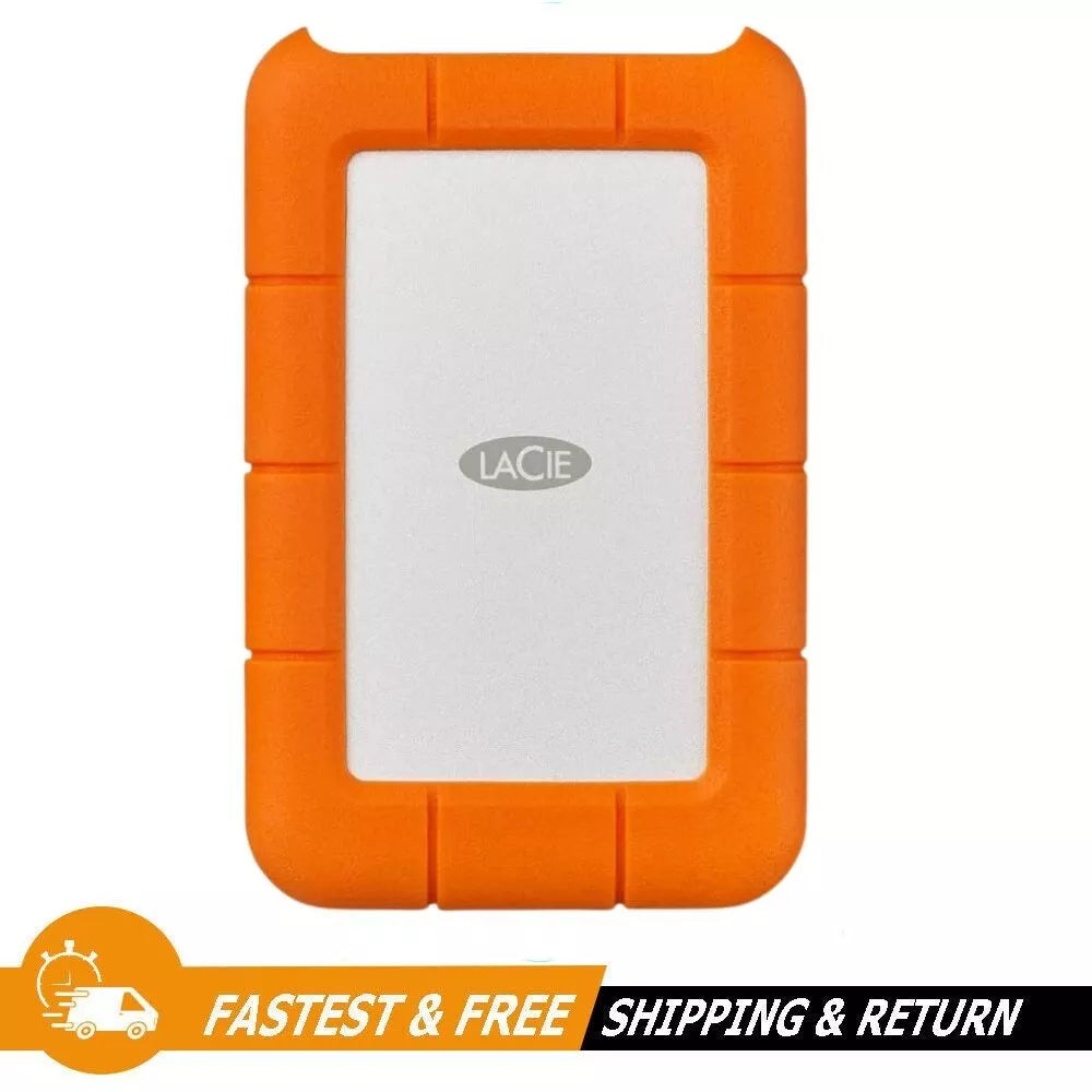 LaCie Rugged 4TB USB-C Portable Storage External Hard Drive, (STFR4000400)