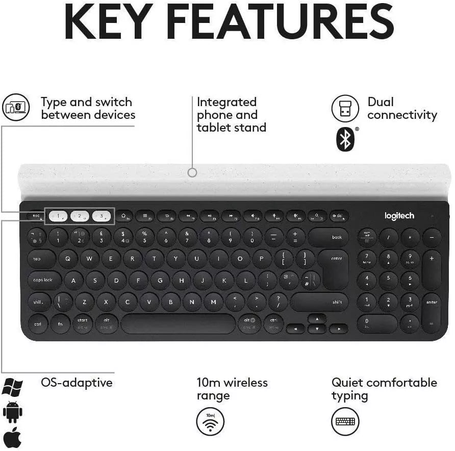 Logitech K780 Multi-Device Wireless Keyboard for PC/Mac/Phone/Tablet, 920-008149