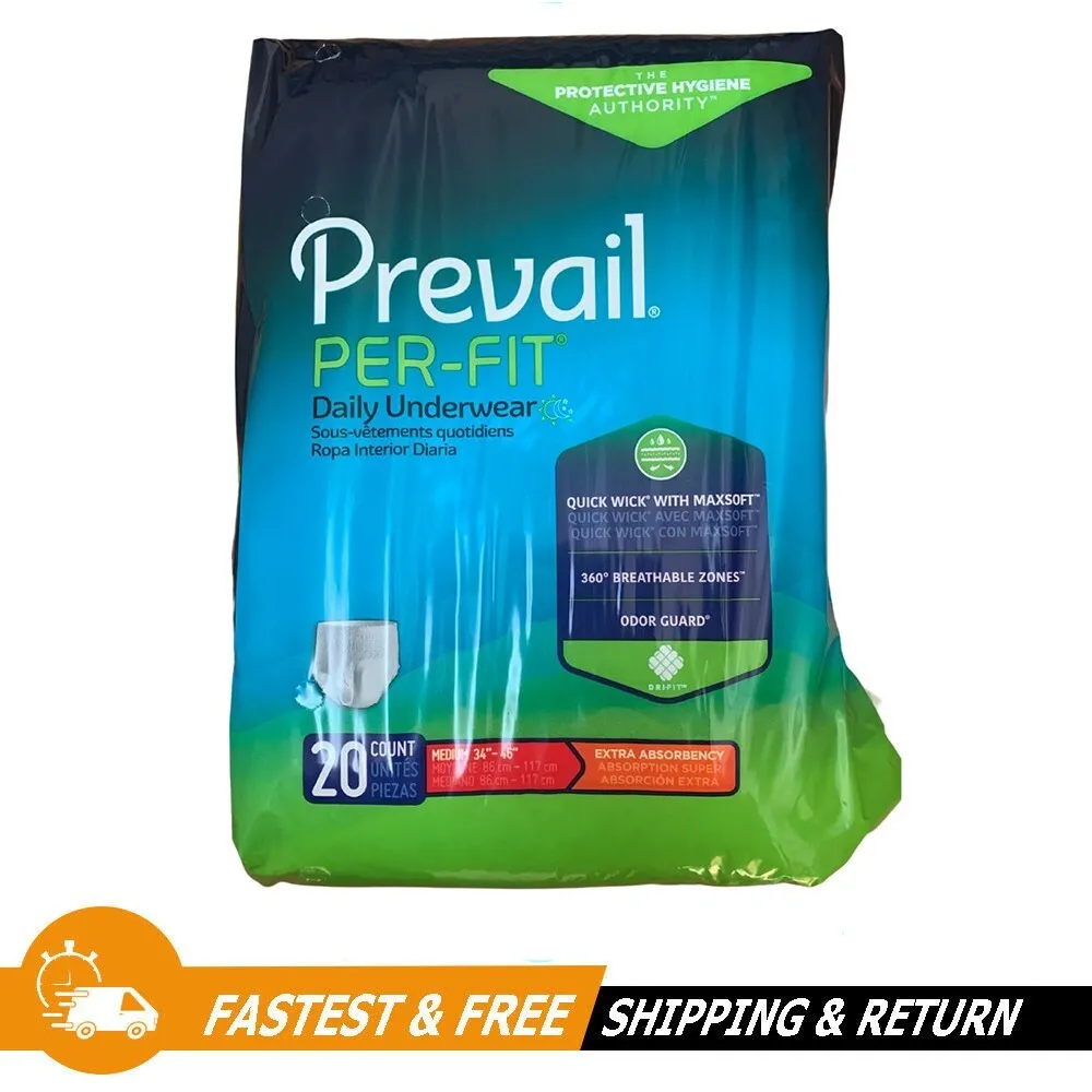 Prevail PER-FIT Adult Underwear MEDIUM extra Absorbency Pull On Case of 80