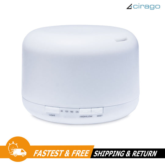 Cirago Aromatherapy White Essential Oil Diffuser (500 ML) - Diffuser with Timer