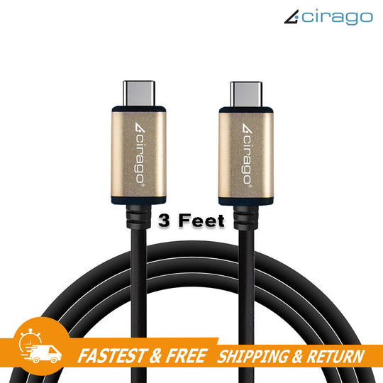 Cirago USB-C to Type-C Cable 3 Ft Sync/Transfer Data, Reversible USB-C Connector