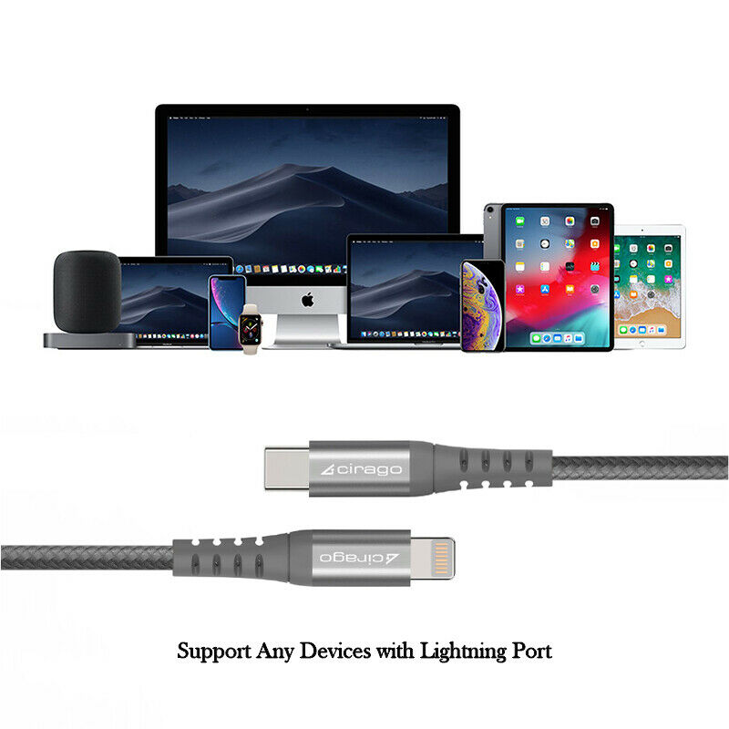 2Pack MFi Certified 4ft USB-C to Lightning Fast Charge Data Sync/Charging Cable