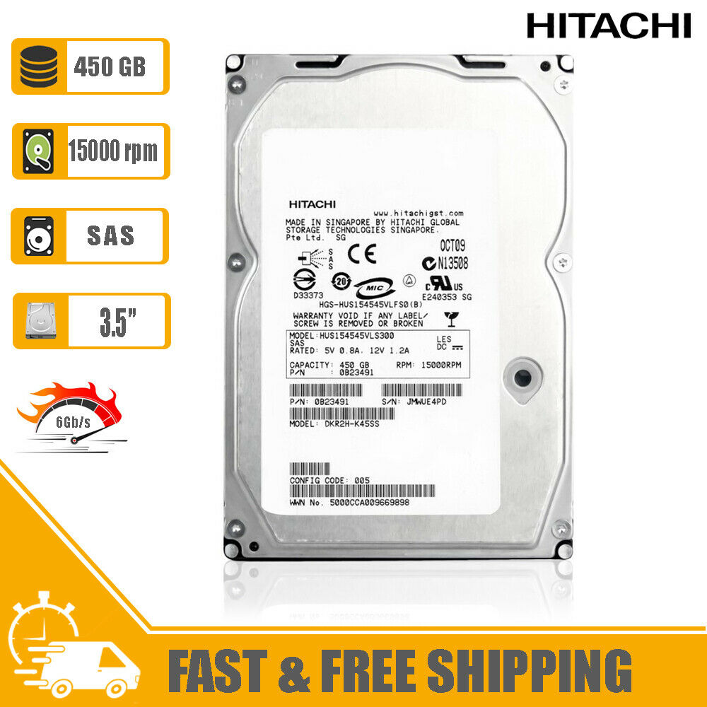 Hitachi (SAS) HGST 3.5" Internal Hard Drive 450GB 15K 0B23491, HUS154545VLS300
