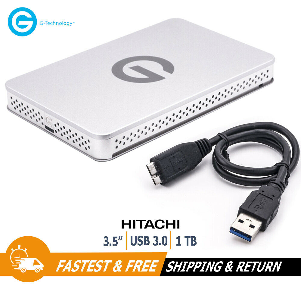 Hitachi 3.5" Portable External Hard Drive 1TB 7200rpm USB 3.0 HDD for PC 0G02782