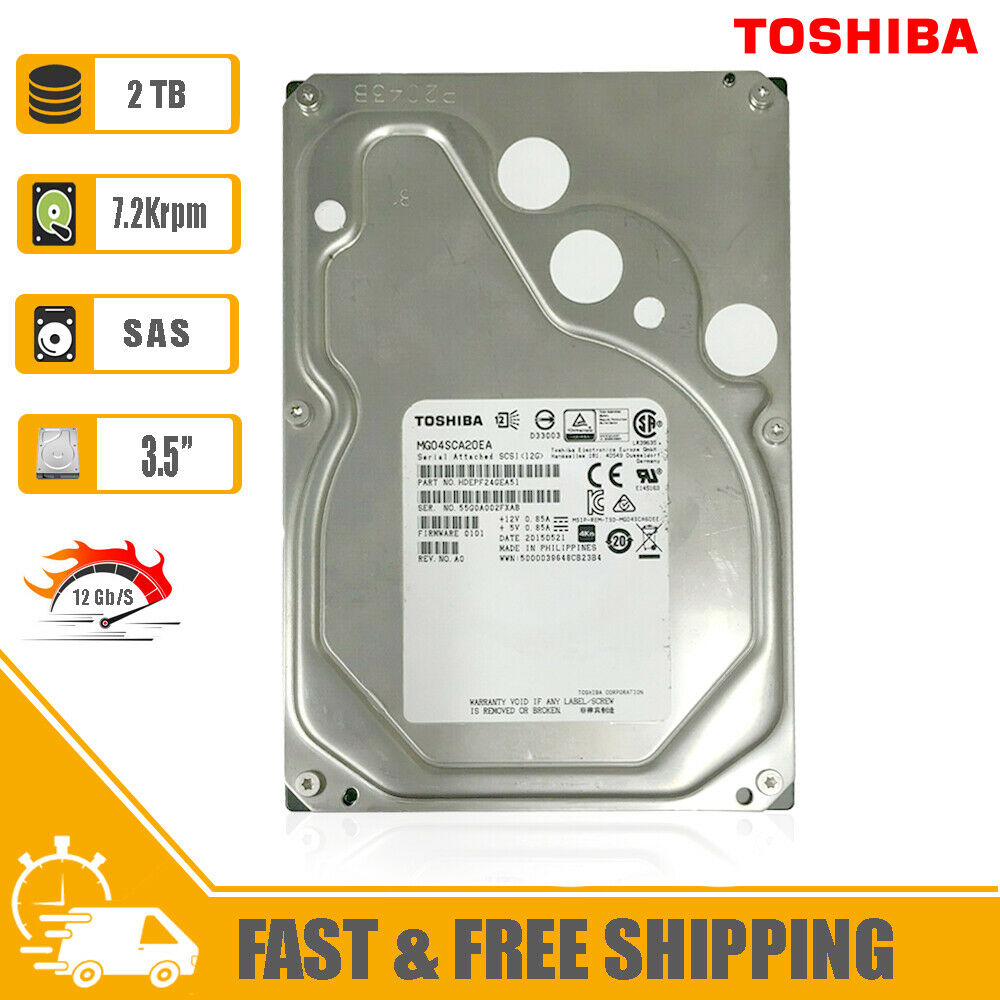 Toshiba (SAS) 3.5" 2TB 7200RPM 128MB 4Kn HDD, MG04SCA20EA/HDEPF24GEA51F
