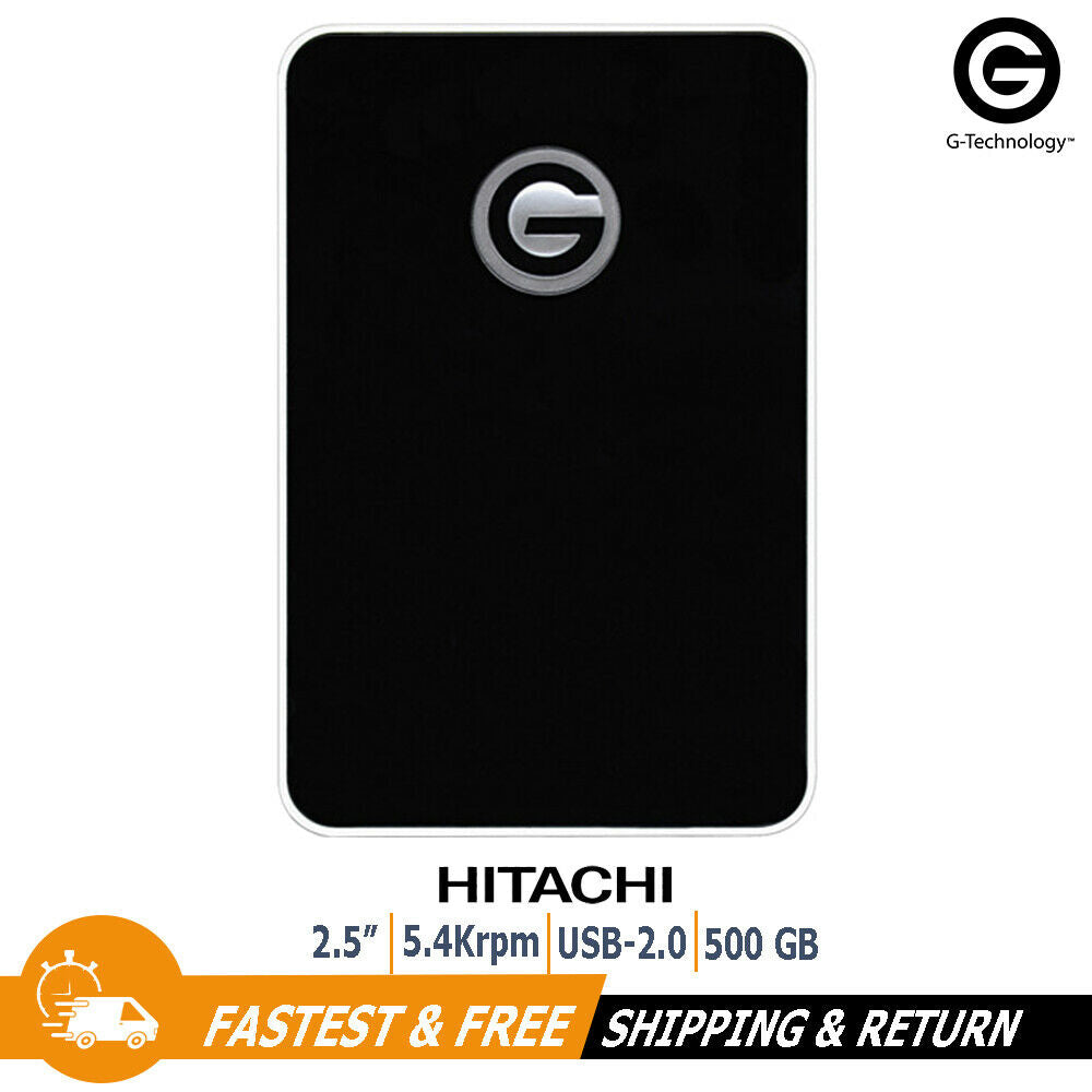 Hitachi G-Drive Mobile Portable External Hard Drive 500GB USB 2.0 for PC 0G01667