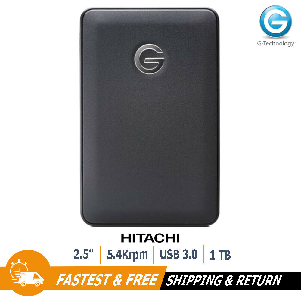 Hitachi G-DRIVE Slim 2.5" 1TB Portable External Hard Drive for PC, Mac - 0G04451