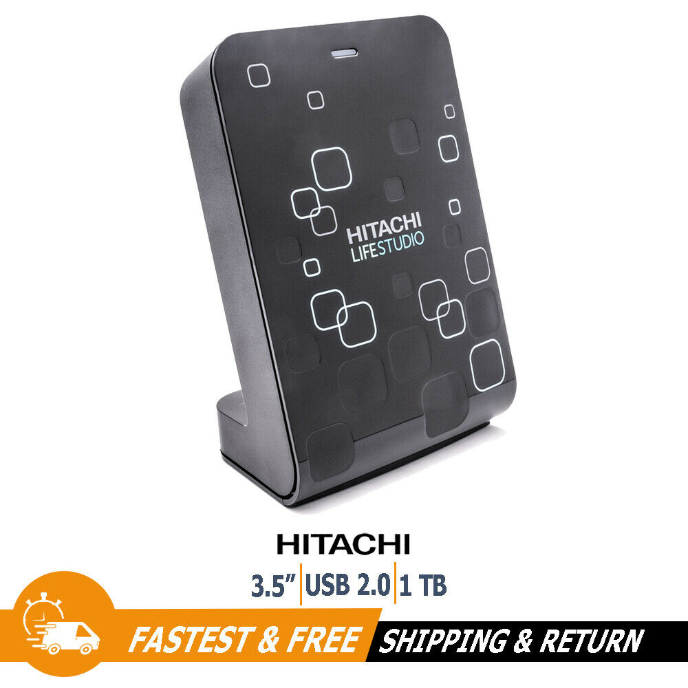 Hitachi Life Studio 3.5" Portable External Hard Drive 1TB USB 2.0 for PC, Laptop