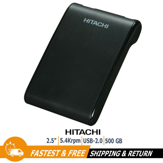 Hitachi X-Mobile Portable External Hard Drive 500GB USB 2.0 for PC 0S02520 Black