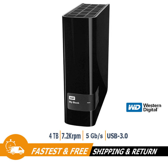New WD My Book 3.5" 4TB USB 3.0 Desktop External Hard Drive WDBFJK0040HBK-NESN