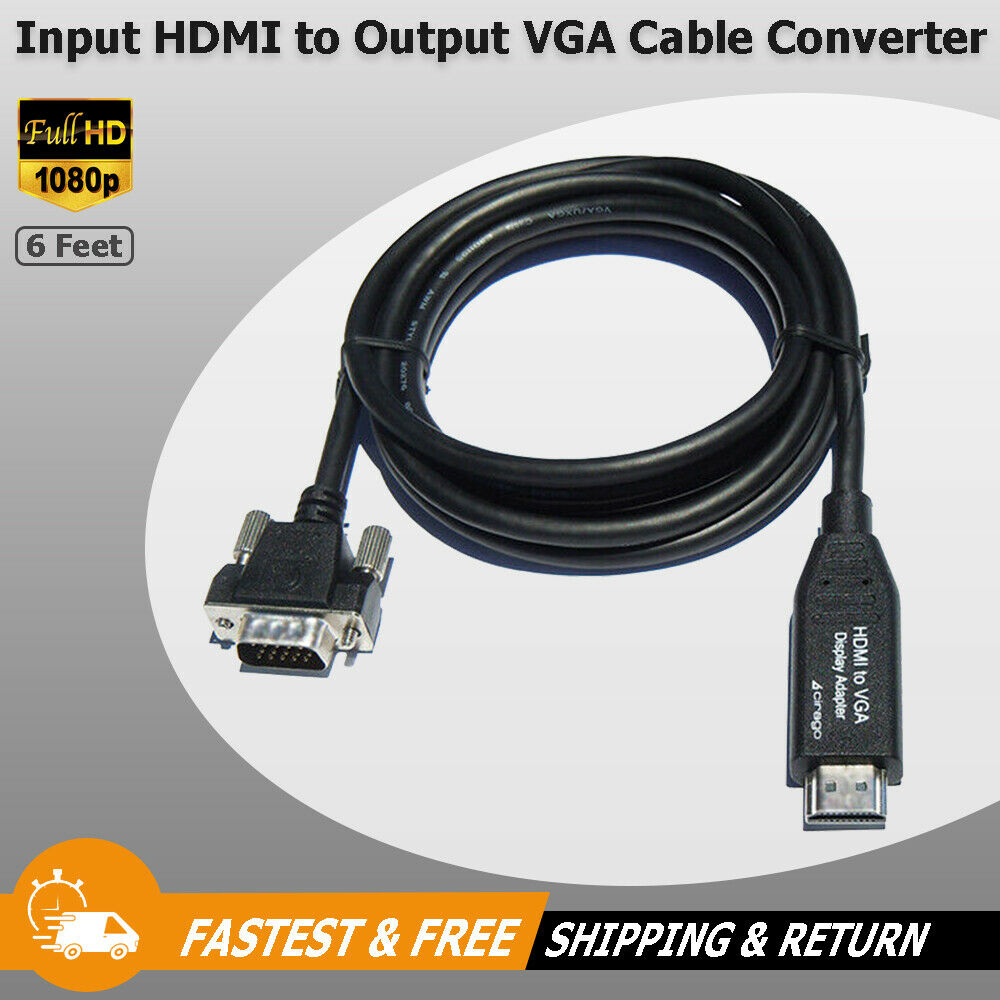 Cirago 6ft HDMI To VGA Male Video Converter Cable Adapter For PC DVD 1080P HDTV