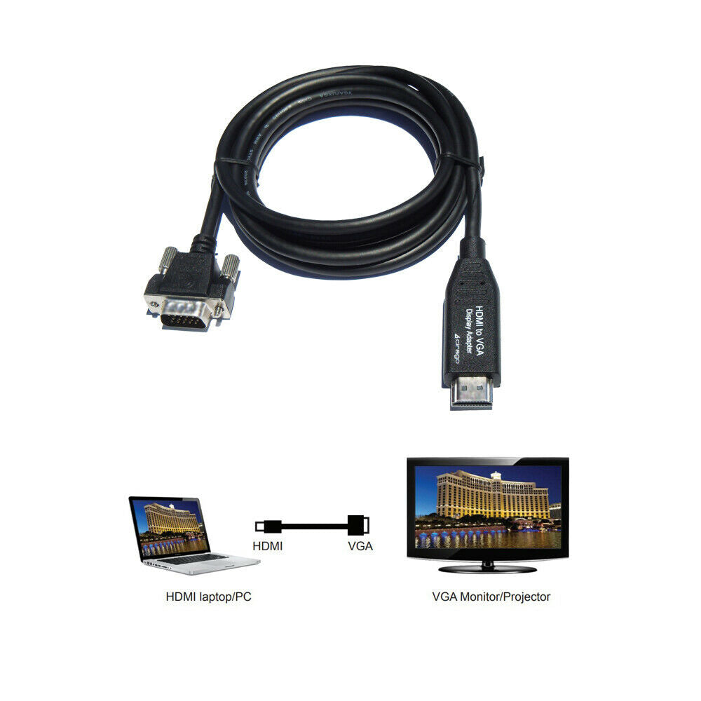 Cirago 6ft HDMI To VGA Male Video Converter Cable Adapter For PC DVD 1080P HDTV