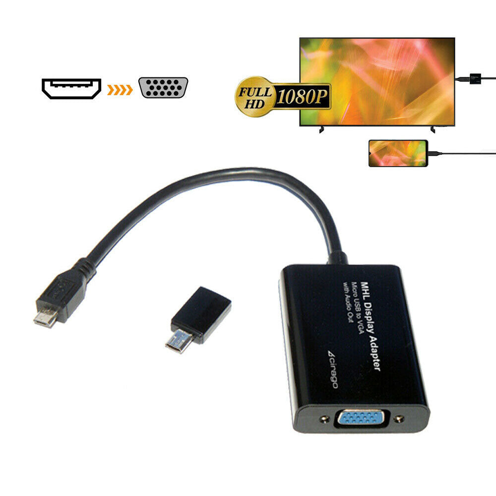 MHL Micro USB to VGA HD TV Cable Display Adapter For Android Samsung Galaxy Note