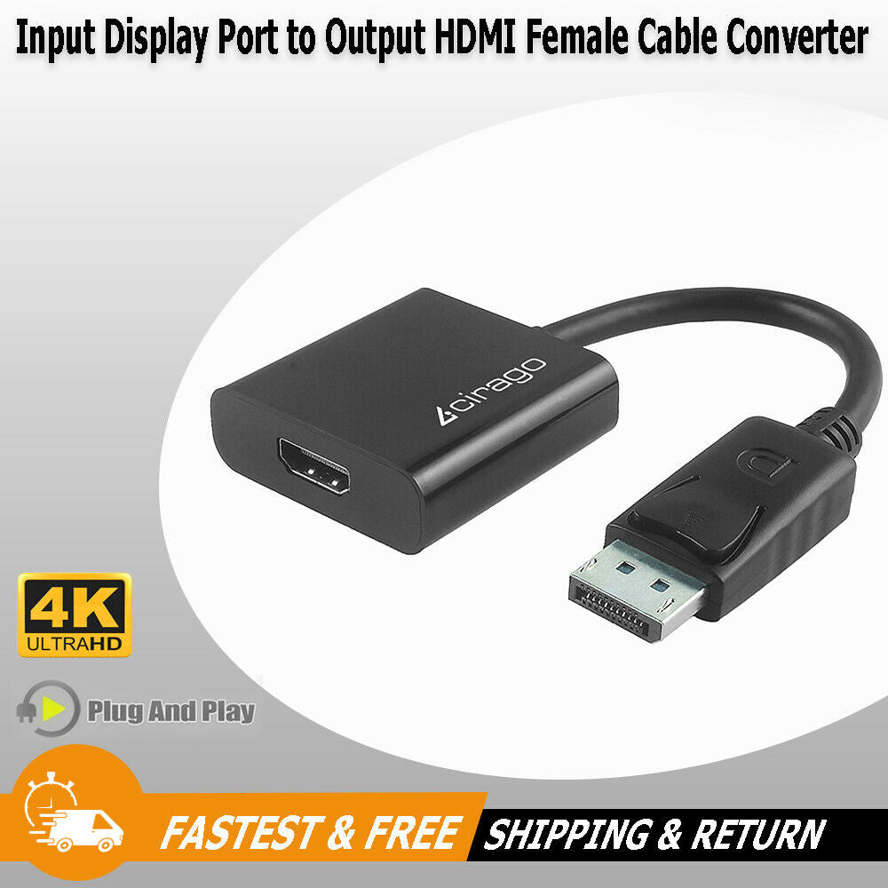 Cirago Display Port DP to HDMI Female 4k Video Cable Converter Adapter for PC