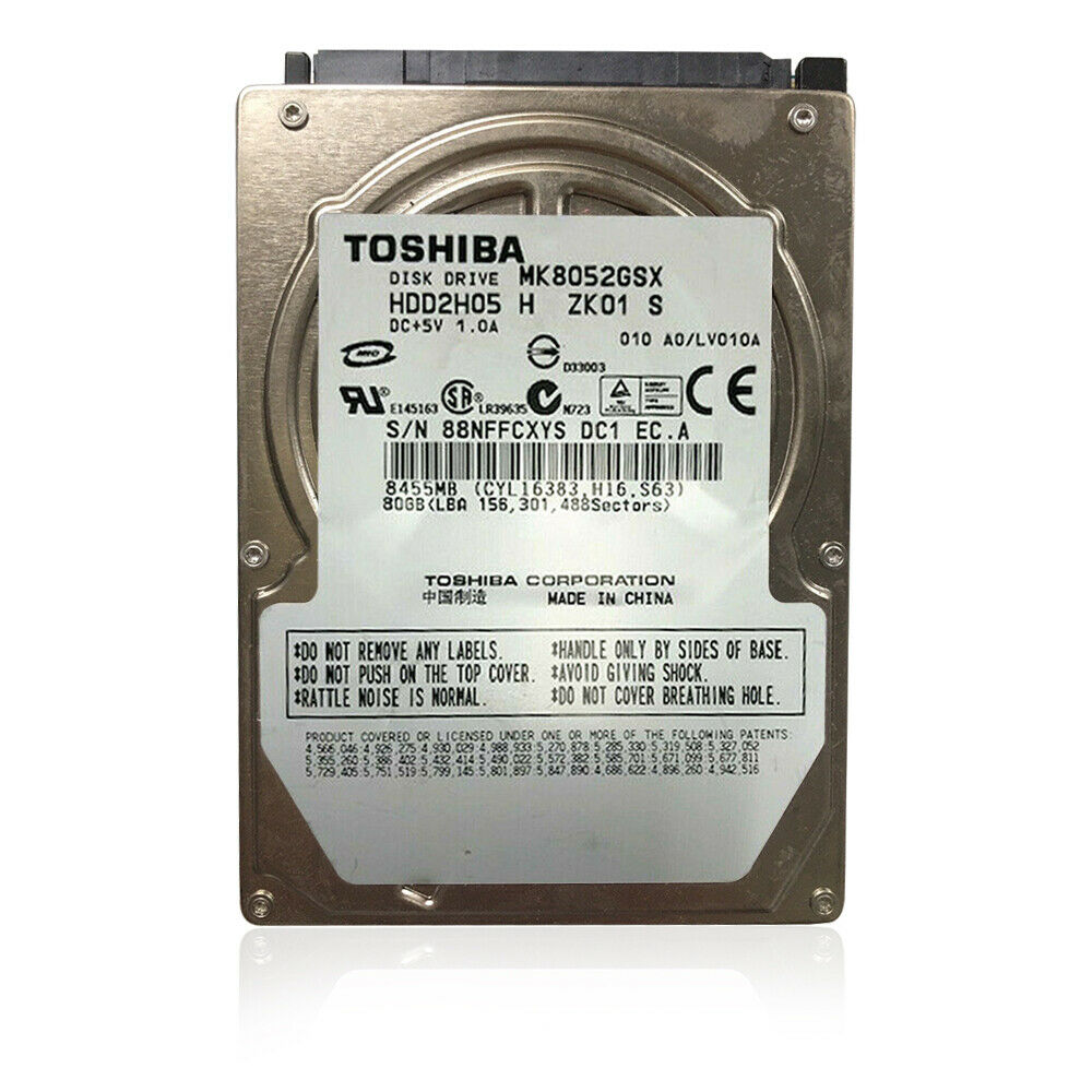 Toshiba (SATA) 2.5" 80GB Laptop Internal HD 5400rpm HDD HDD2H05 MK8052GSX