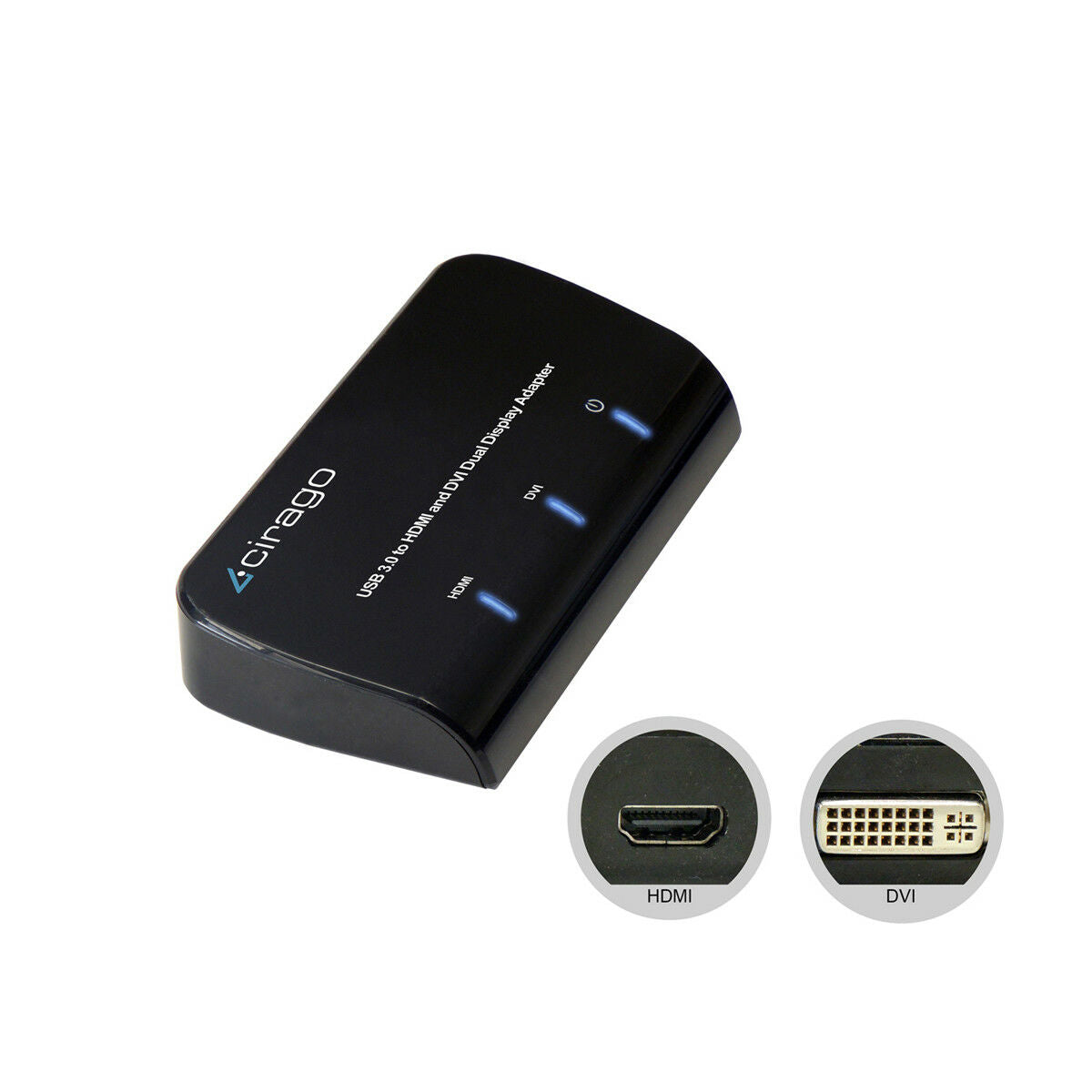 USB 3.0 Display Port to HDMI & DVI Cable Adapter for HD TV Monitor MacBook & PC