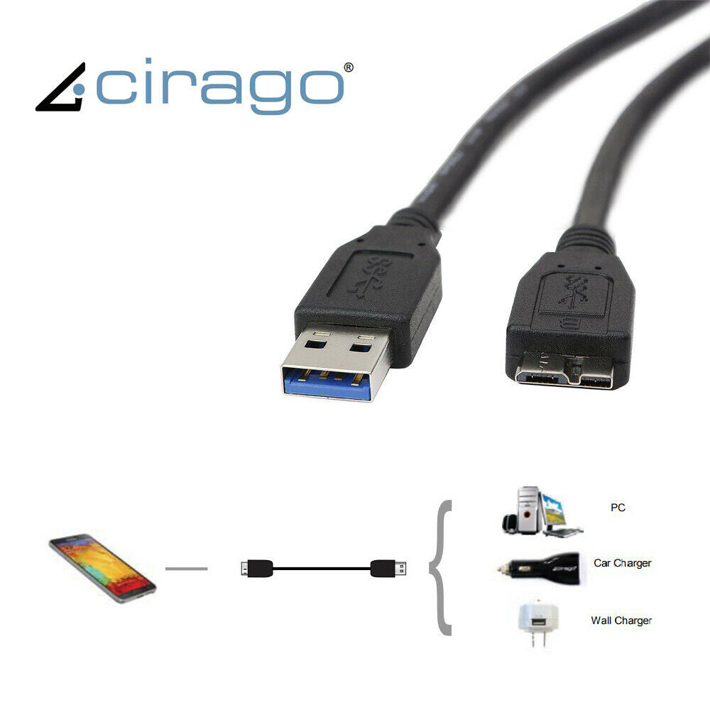 6ft USB 3.0 A Male to Micro B Male High Speed Data Sync Charge HDD Cable Adapter