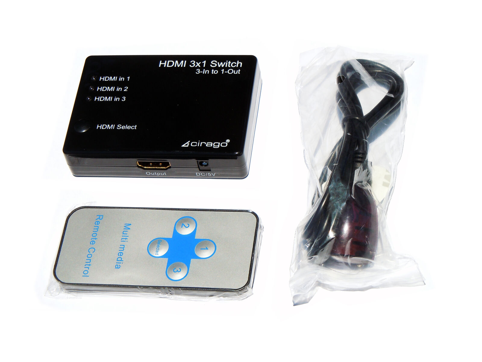 Cirago HDMI 3 in 1 Switch IR Remote Control Digital Audio Plug and play