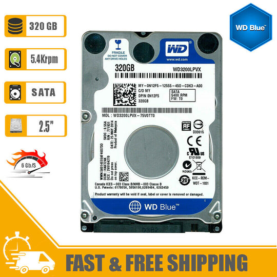 WD Blue (SATA) 2.5" Notebook HD 320GB 5400rpm 6Gb/s Laptop HDD, WD3200LPVX