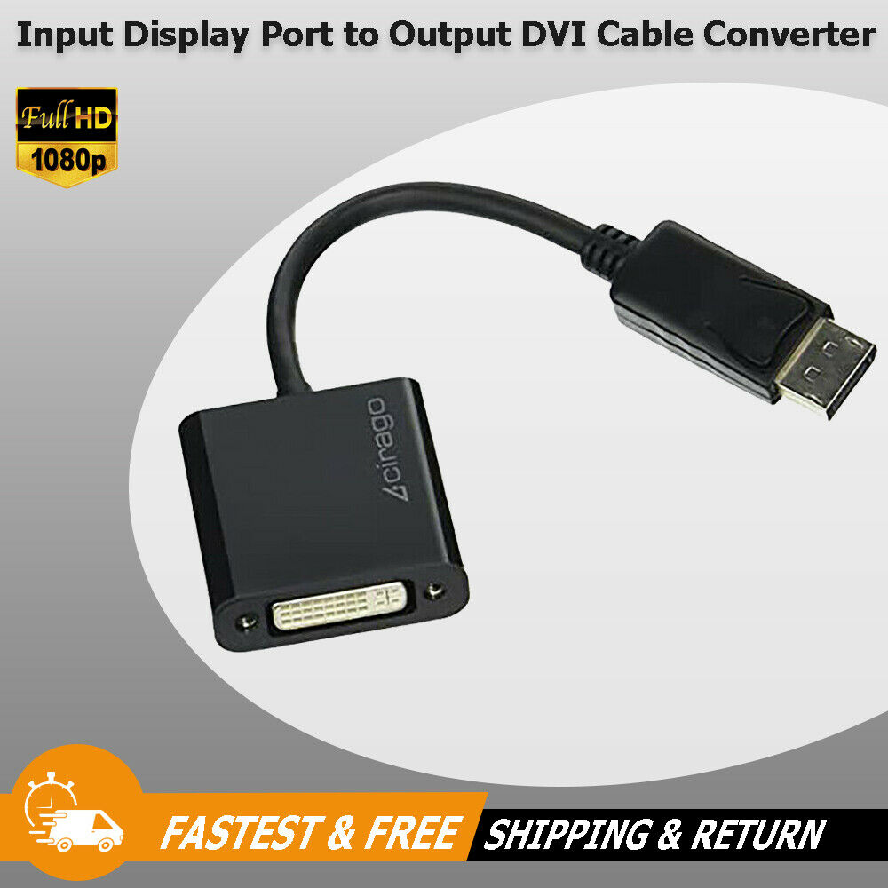 Cirago Display Port DP Male to DVI Female 1080P Video Connector Cable Adapter