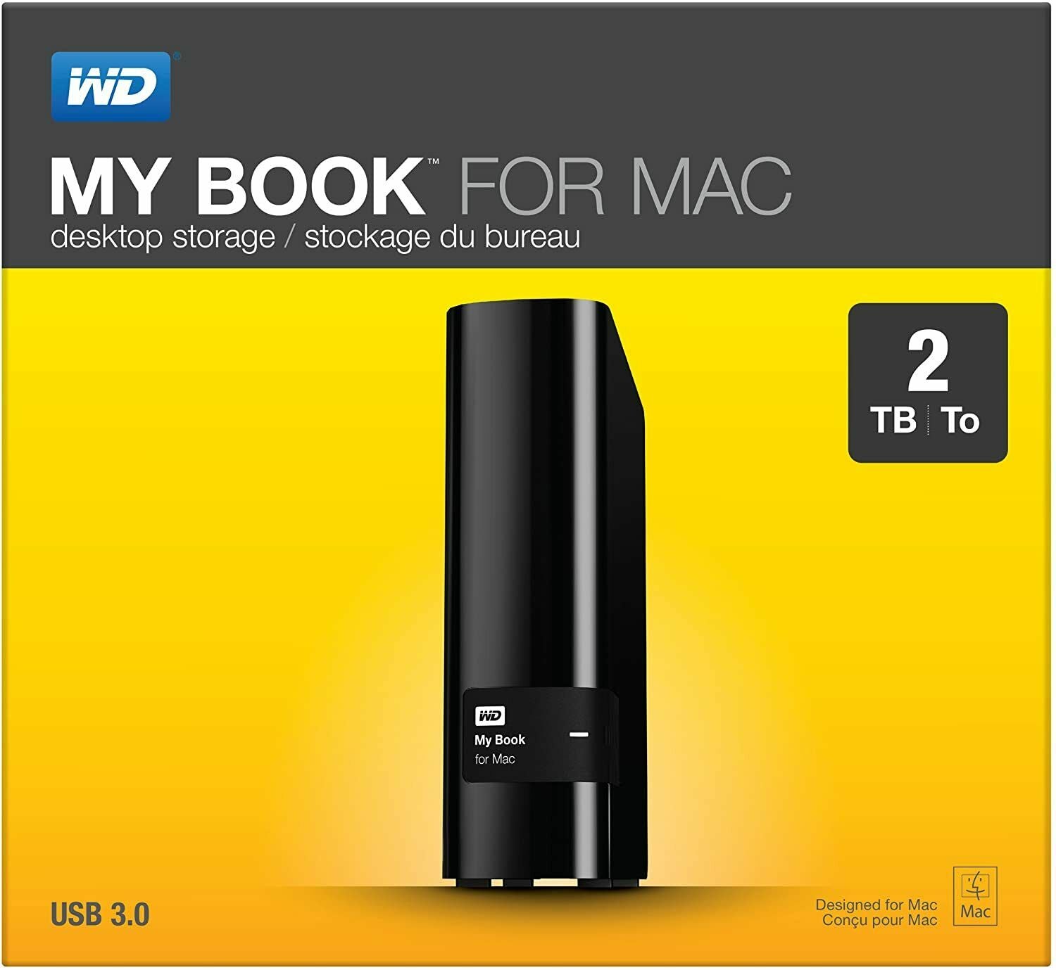 New WD My Book for Mac 2TB USB 3.0 Desktop External Hard Drive, WDBYCC0020HBK
