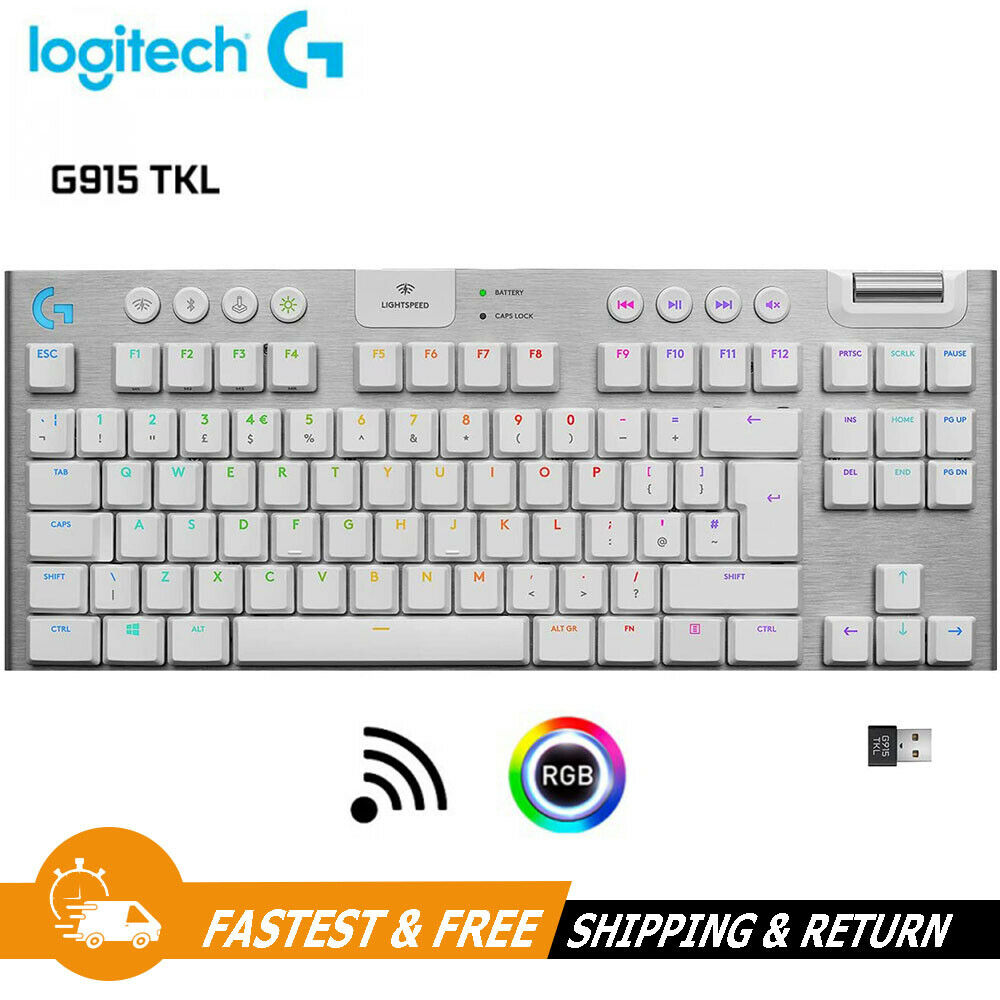 Logitech G915 TKL Lightspeed Mechanical Wireless RGB Gaming Keyboard, 920-009660