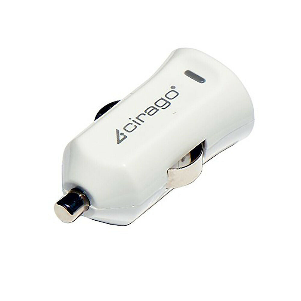 Cirago Ultra Compact Fast Charging USB Car Charger Kit (2.4Amp) for Apple, White