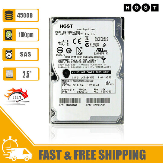 HGST (SAS) Ultrastar C10K900 2.5" Hard Drive 450GB 10K 0B26012 HUC109045CSS600