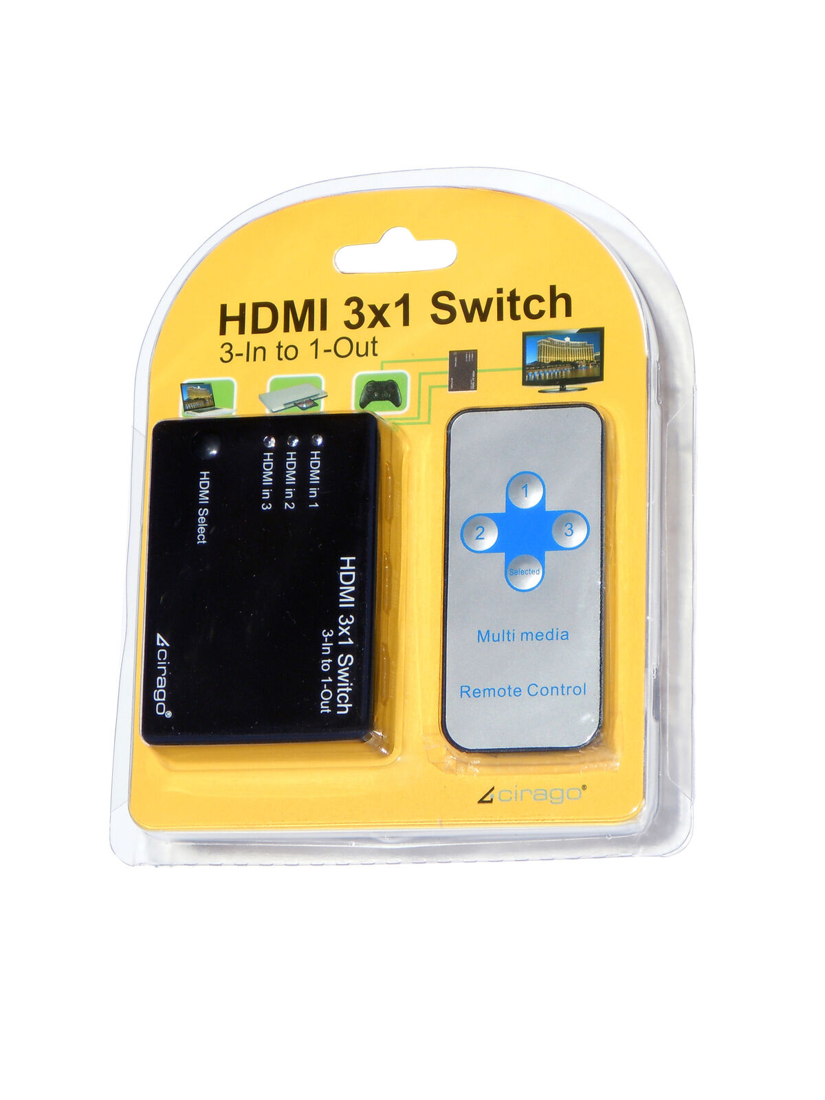 Cirago HDMI 3 in 1 Switch IR Remote Control Digital Audio Plug and play