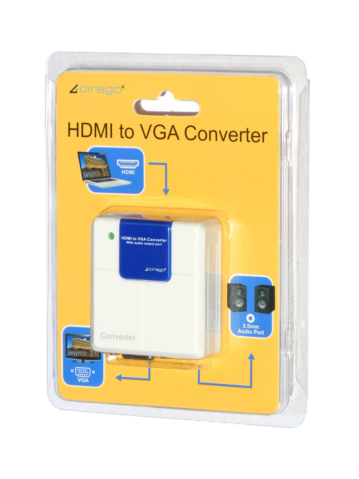Cirago HDMI to VGA Converter Display Adapter 1080i with 3.5mm Audio Output White