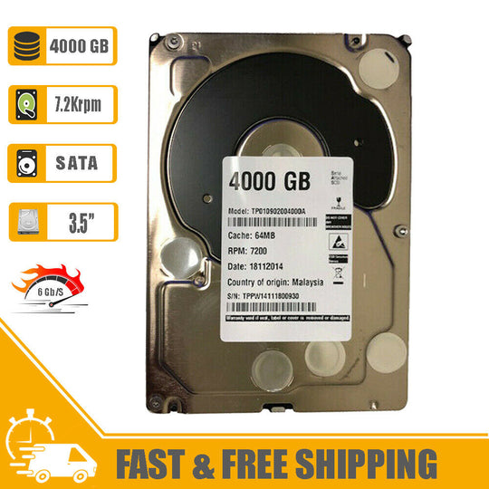 (SATA) Internal HD 3.5" 4TB 7200rpm 64MB HDD for PC, TP4000FYYZ